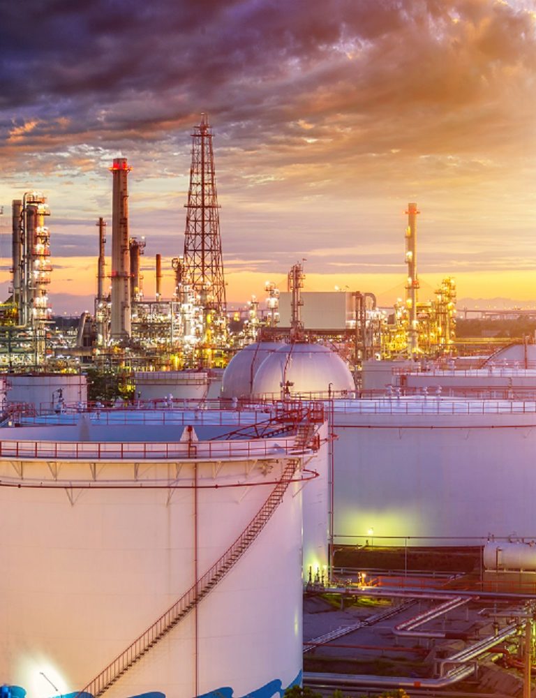 Oil,Refinery,Industry,At,Sunset,-,Factory,-,Petrochemical,Plant