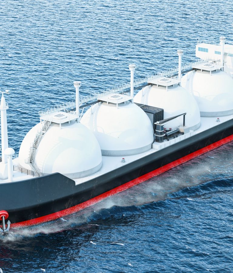 Gas,Tanker,Sailing,In,Ocean,,3d,Rendering